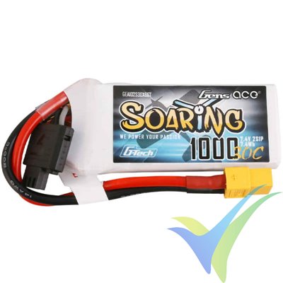 Gens ace G-Tech Soaring LiPo battery 1000mAh (7.4Wh) 2S1P 30C 63g XT60