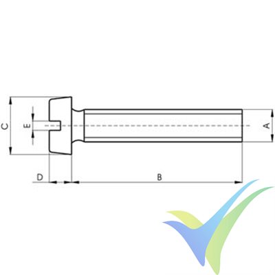 Tornillo M3x10, cabeza cilíndrica ranurada, nylon, DIN-84, 1 ud
