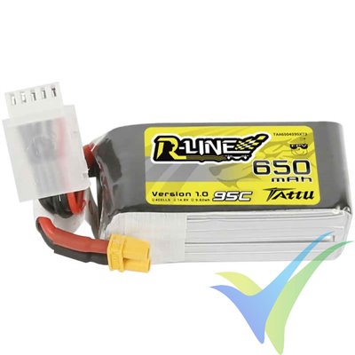 Batería LiPo Tattu R-Line - Gens ace 650mAh (9.62Wh) 4S1P 95C 80g XT30