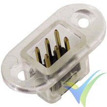 6-pin male connector with housing for screwing or bonding