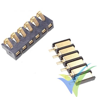 Conector SMD 6 pines contacto por resorte, pareja