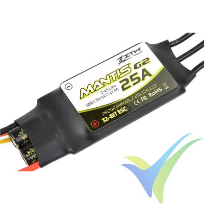 ZTW Mantis G2 25A brushless ESC, 2S-4S, SBEC 4A, 36g