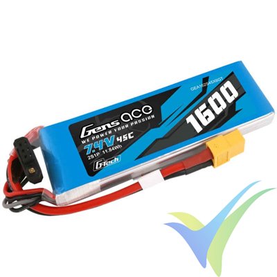 Batería LiPo Gens ace G-Tech 1600mAh (11.84Wh) 2S1P 45C 102g XT60
