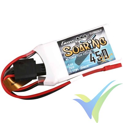 Batería LiPo Gens ace G-Tech Soaring 450mAh (3.33Wh) 2S1P 30C 33g JST-SYP