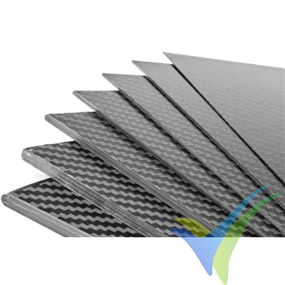 Placa de fibra de carbono y epoxi 0.5mm, 400x250mm, 1ud