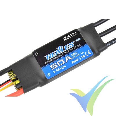 Variador brushless ZTW Beatles G2 50A, 2S-4S, SBEC 4A, 37g