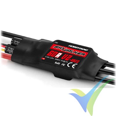 HobbyWing Skywalker 60A V2 ESC, 3S-6S, BEC 7A, 68g