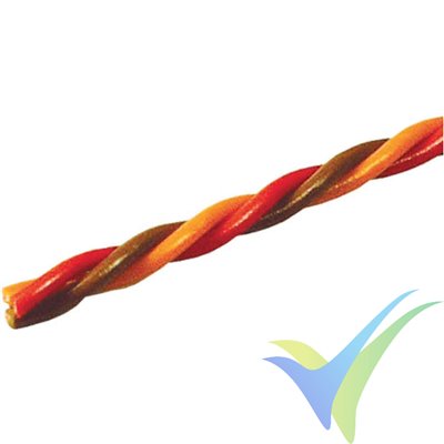 1m cable silicona trenzado de servo JR, marrón-rojo-naranja, 0.5 mm2 (20AWG)