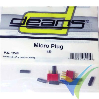 Conector DEANS micro 4 pines rojo, pareja