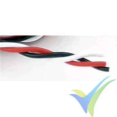 1m cable trenzado de servo Futaba, negro-rojo-blanco, 0.5 mm2 (20AWG)