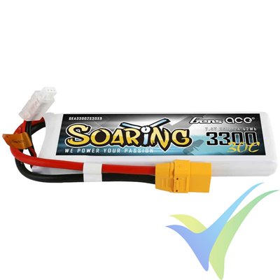 Batería LiPo Gens ace Soaring 3300mAh (24.42Wh) 2S1P 30C 183g XT90