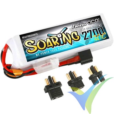 Batería LiPo Gens ace Soaring 2700mAh (29.97Wh) 3S1P 30C 188g EC3/XT60/Deans