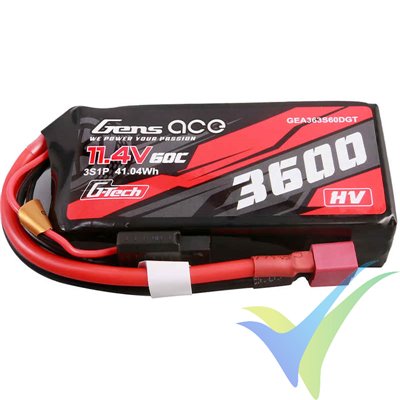 Gens ace G-Tech HV LiPo battery 3600mAh (41.04Wh) 3S1P 60C 221g Deans