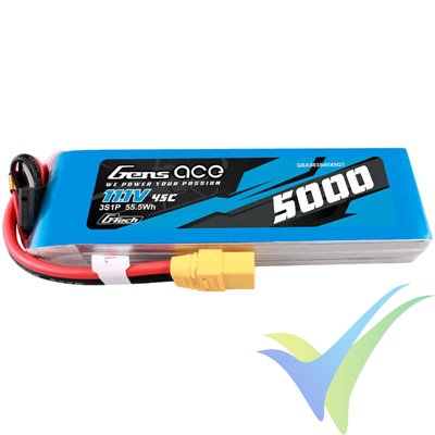 Gens ace G-Tech LiPo battery 5000mAh (55.5Wh) 3S1P 45C 421g XT90