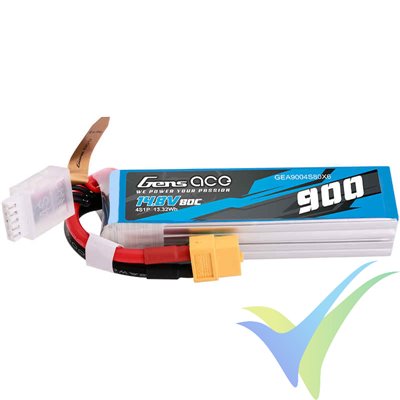 Gens Ace LiPo battery 900mAh (13.32Wh) 4S1P 80C 112g XT60