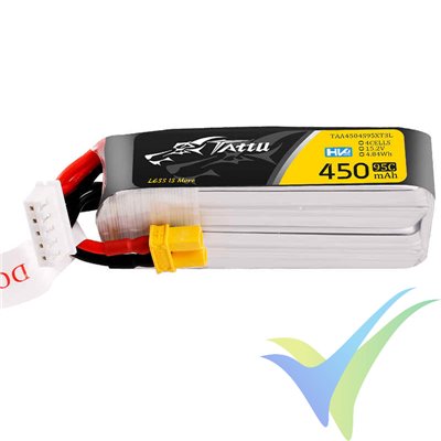 Batería LiPo Tattu - Gens ace HV 450mAh (6.84Wh) 4S1P 95C 49g XT30 (formato largo)