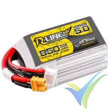 Batería LiPo Tattu R-Line V5.0 - Gens ace 850mAh (12.58Wh) 4S1P 150C 100g XT30