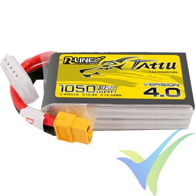 Tattu R-Line V4.0- Gens ace LiPo battery 1050mAh (15.54Wh) 4S1P 130C 128g XT60