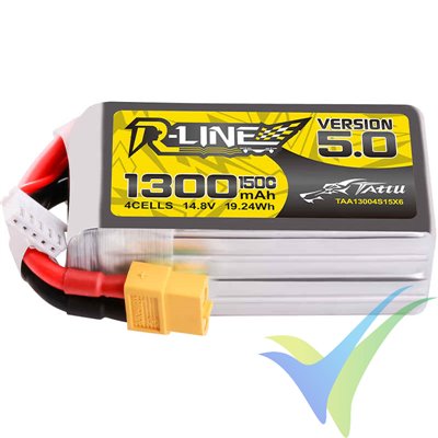 Tattu R-Line V5.0 - Gens ace LiPo battery 1300mAh (19.24Wh) 4S1P 150C 156g XT60