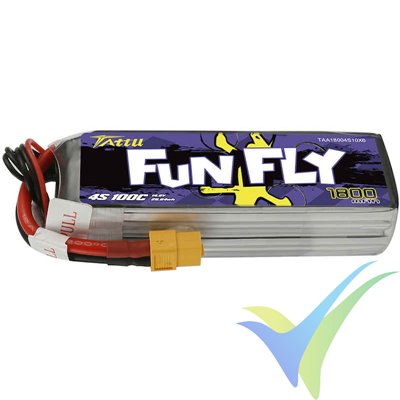 Batería LiPo Tattu Funfly - Gens ace 1800mAh (26.64Wh) 4S1P 100C 206g XT60