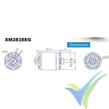 Motor brushless Dualsky XMotor XM2838EG-7 GLIDER, 90g, 296W, 1800Kv