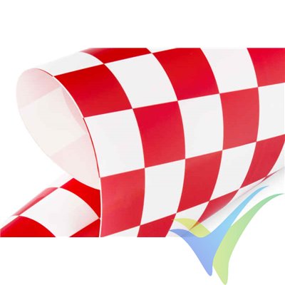 KAVAN covering film - checkered red/white, 64cm x 2m