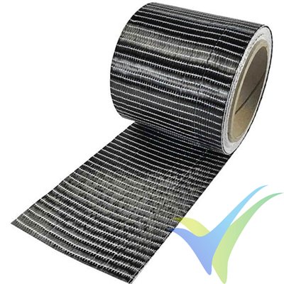 Cinta fibra carbono 100mm unidireccional 250g/m², 6k, rollo 5m
