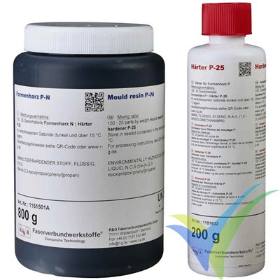 Kit resina epoxi P-N para molde + endurecedor P-25, 20 min, 1Kg