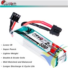 Batería LiPo Coddar 500mAh HV (3.8Wh) 2S1P 100C 28g XT30 (formato largo)