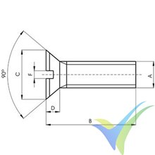 Tornillo M5x10, cabeza avellanada ranurada, nylon, DIN-963, 1 ud