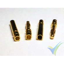 Banana connector 2mm, gold plated, male and female, with insulating red cover