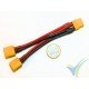 Adaptador de conector XT60 hembra a dos XT60 macho en paralelo (cable 2.08mm2, 14AWG)
