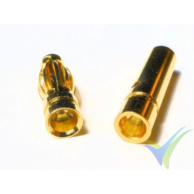 Conector banana 3mm, metalizado oro, macho y hembra, 0.9g