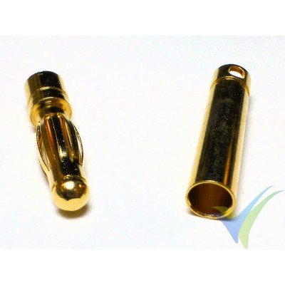 Banana connector 4mm, gold plated, male and female, 2.6g