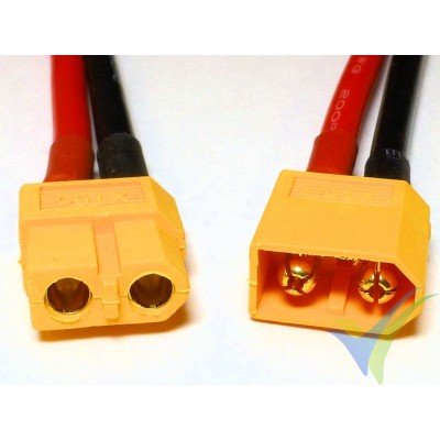 XT60 male and female with already soldered cable, 3.31mm2 (12AWG), 26.2g