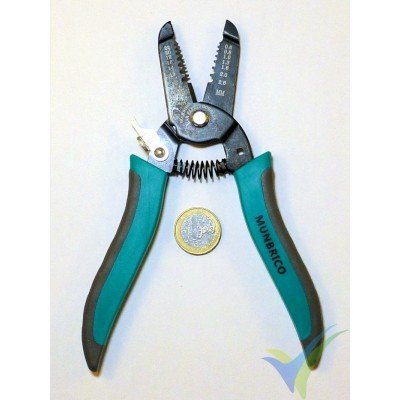 Alicate pelacables MunBrico, 0.6mm a 2.6mm (22AWG a 10AWG)