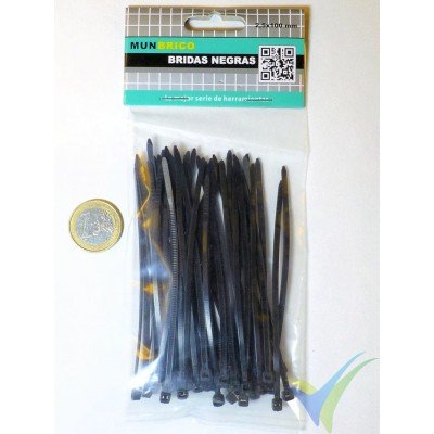 Nylon ties 2.5x100mm, black, 50 pcs