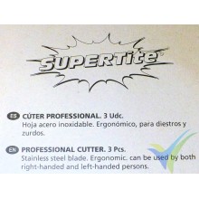 Cutter Supertite plástico 18mm, con bloqueo, 3 ud