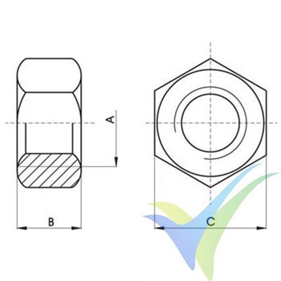 Tuerca M6 hexagonal nylon DIN-934, 1 unidad