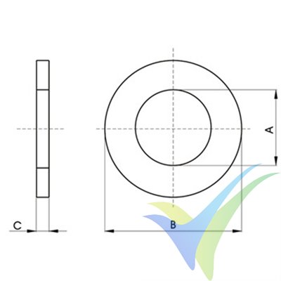 Arandela plana M3, nylon, DIN-125-1 A, 1 unidad