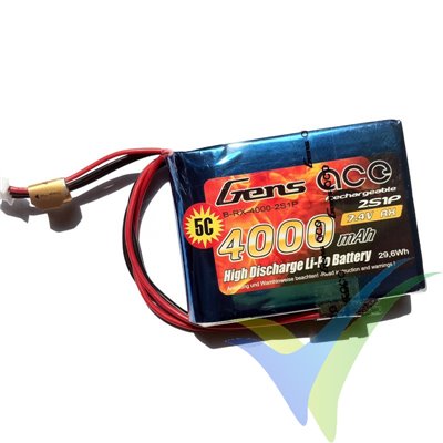 Batería LiPo Gens ace 4000mAh (29.6Wh) RX 2S1P 151g EHR