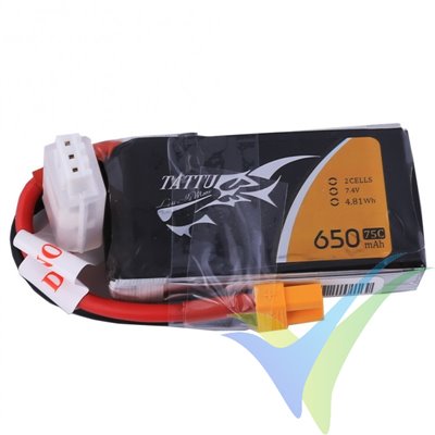 Tattu 650mAh 2S1P 75C 7.4V Lipo Battery Pack