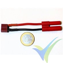 Adaptador de conector HXT 4mm macho-hembra a Deans hembra - cable de silicona 2.08mm2 (14AWG)