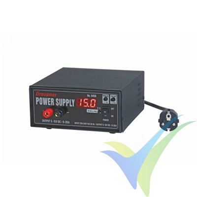 Adjustable power supply Graupner 6459, 5-15V, 0-20A