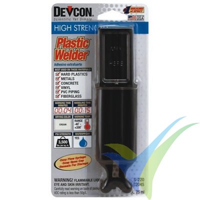 Epoxy adhesive 4 min Devcon, syringe 25ml, special for plastics
