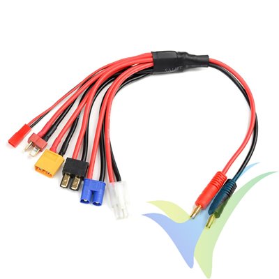 G-Force RC - Charge Lead - Universal 6in1 - Deans, XT-60, EC-3, Tamiya, TRX, BEC - 14AWG Silicone Wire - 30cm - 1 pc