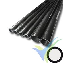 Carbon round tube, wound, 3k-PW (Ø 18 / 16) x 1000 mm weight approx. 85 g