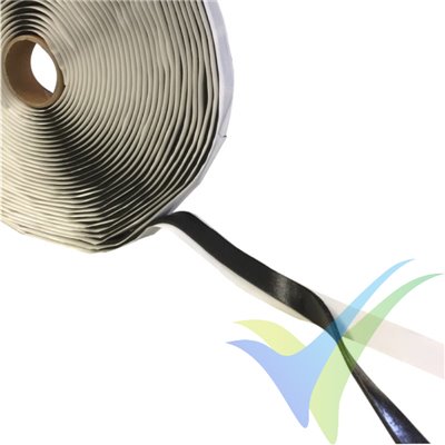 Cinta negra 2.5x12mm para sellar bolsa de vacío, hasta 140° C, 15m