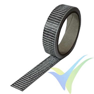Carbon fibre tape 125 g/m², 3k, UD (25 mm) roll/ 5 m
