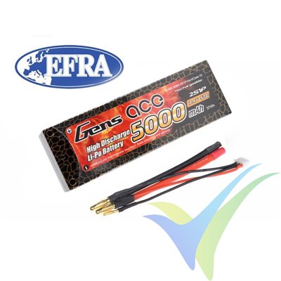 Gens ace 5000mAh 2S 7.4V 50C HardCase RC car Lipo battery 10# (EFRA approved) 